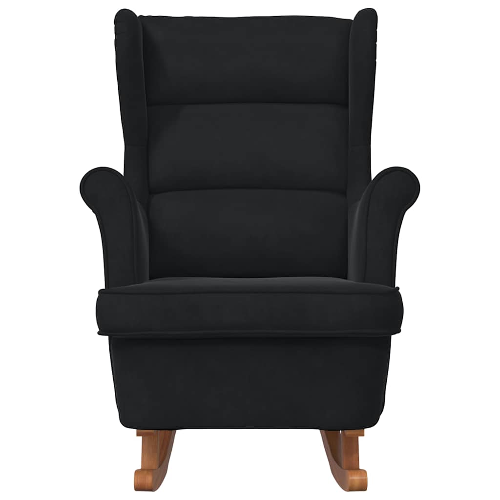 Fauteuil à bascule à oreilles en velours noir bois massif - XIOS