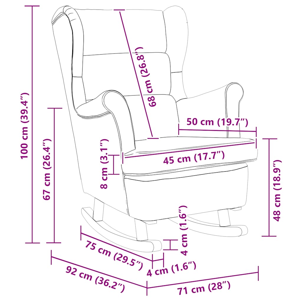 Fauteuil à bascule à oreilles en velours jaune bois massif - XIOS