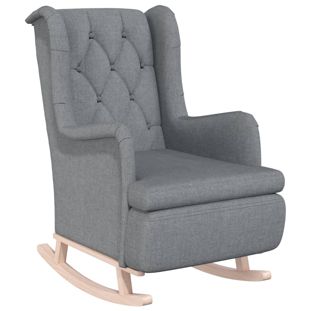 Fauteuil avec pieds à bascule en bois d'hévéa Gris clair Tissu - XIOS
