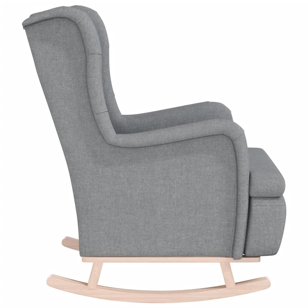 Fauteuil avec pieds à bascule en bois d'hévéa Gris clair Tissu - XIOS