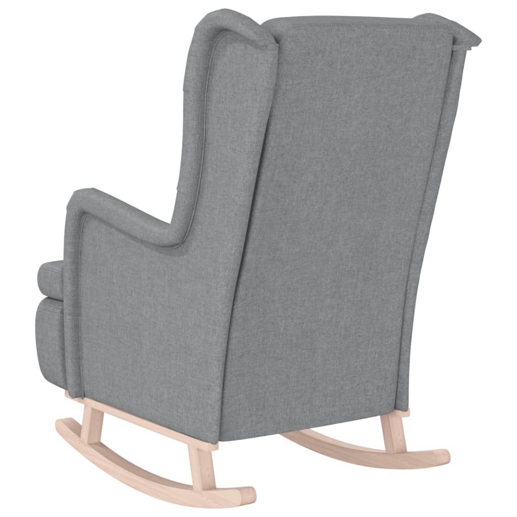 Fauteuil avec pieds à bascule en bois d'hévéa Gris clair Tissu - XIOS