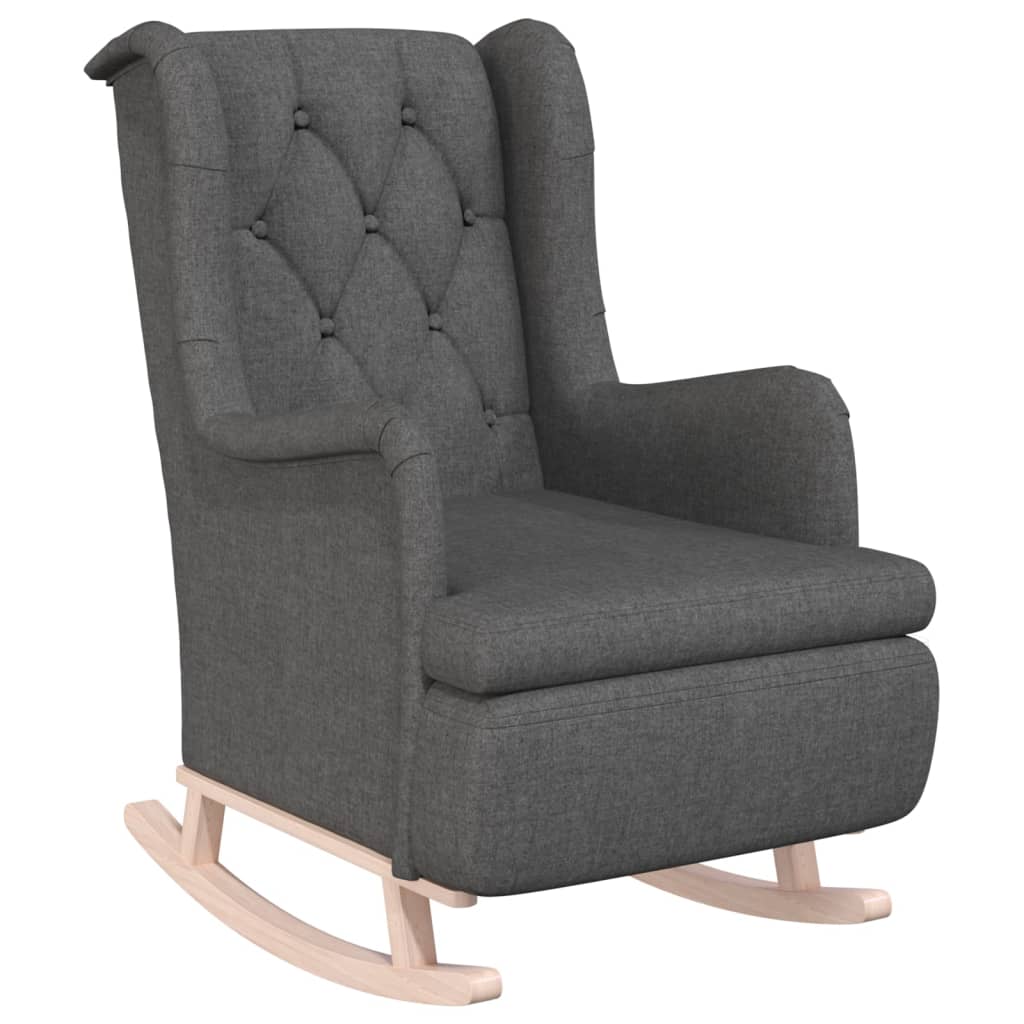 Fauteuil avec pieds à bascule en bois d'hévéa Gris foncé Tissu - XIOS