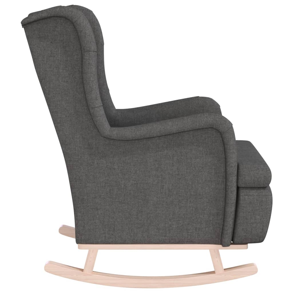 Fauteuil avec pieds à bascule en bois d'hévéa Gris foncé Tissu - XIOS