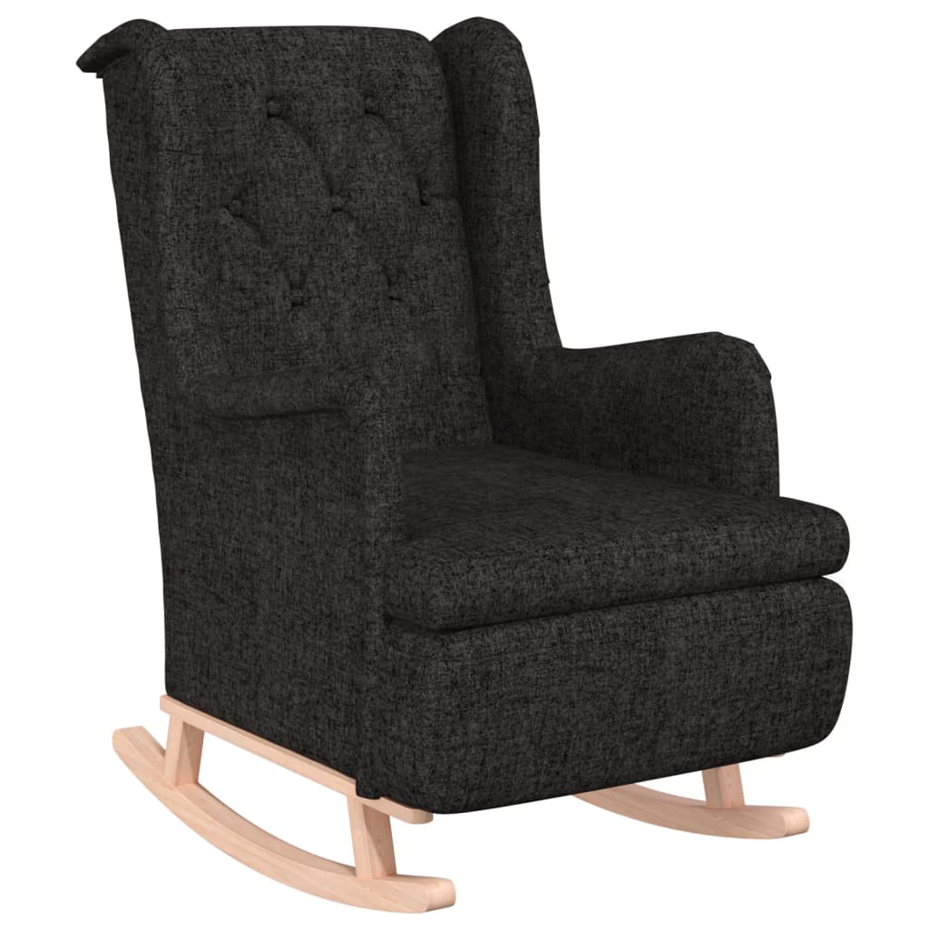 Fauteuil avec pieds à bascule en bois d'hévéa Noir Tissu - XIOS