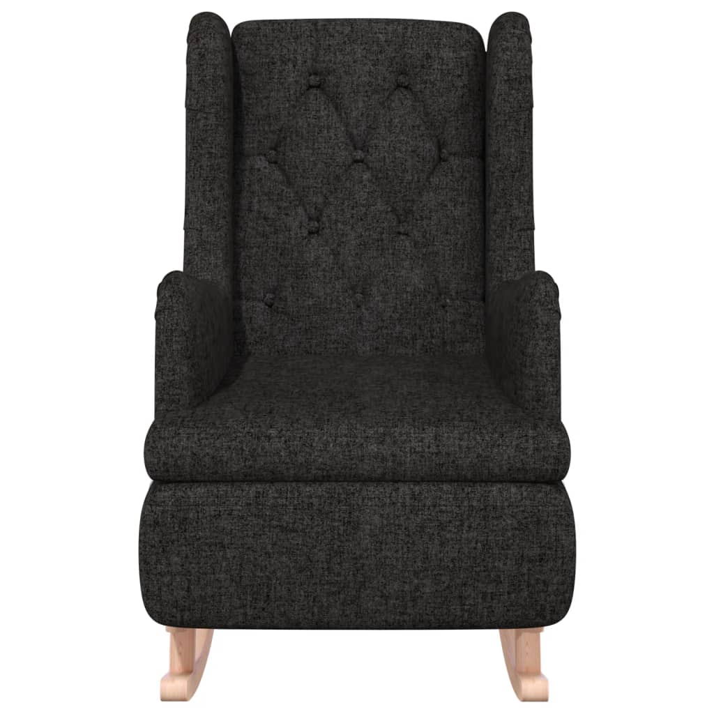 Fauteuil avec pieds à bascule en bois d'hévéa Noir Tissu - XIOS