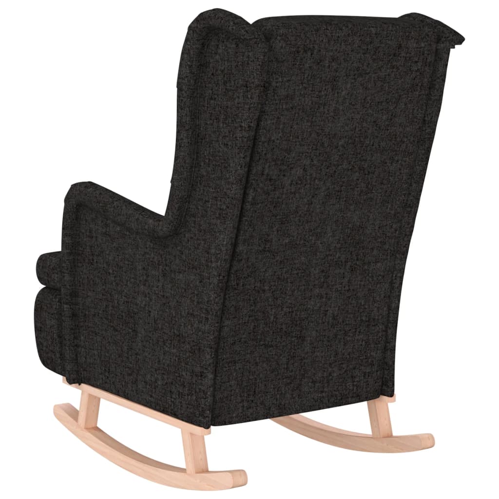 Fauteuil avec pieds à bascule en bois d'hévéa Noir Tissu - XIOS