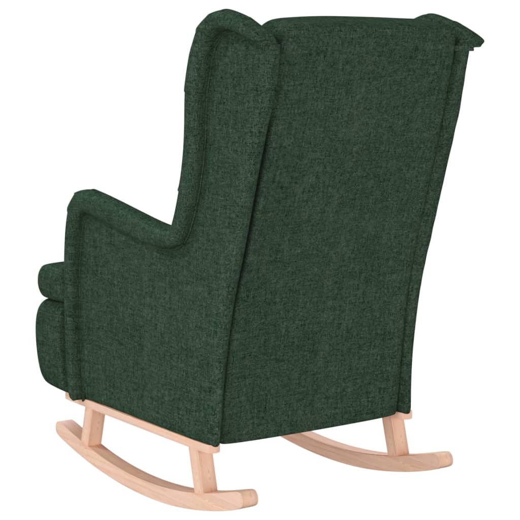 Fauteuil avec pieds à bascule en bois d'hévéa Vert foncé Tissu - XIOS