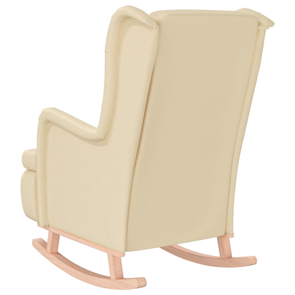 Fauteuil et pieds à bascule en bois d'hévéa solide crème Tissu - XIOS