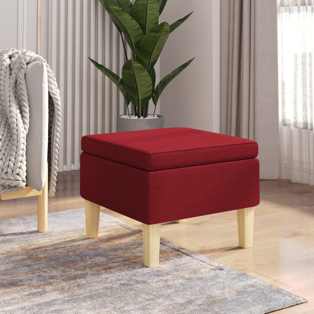 Tabouret avec pieds en bois Rouge bordeaux Tissu - XIOS