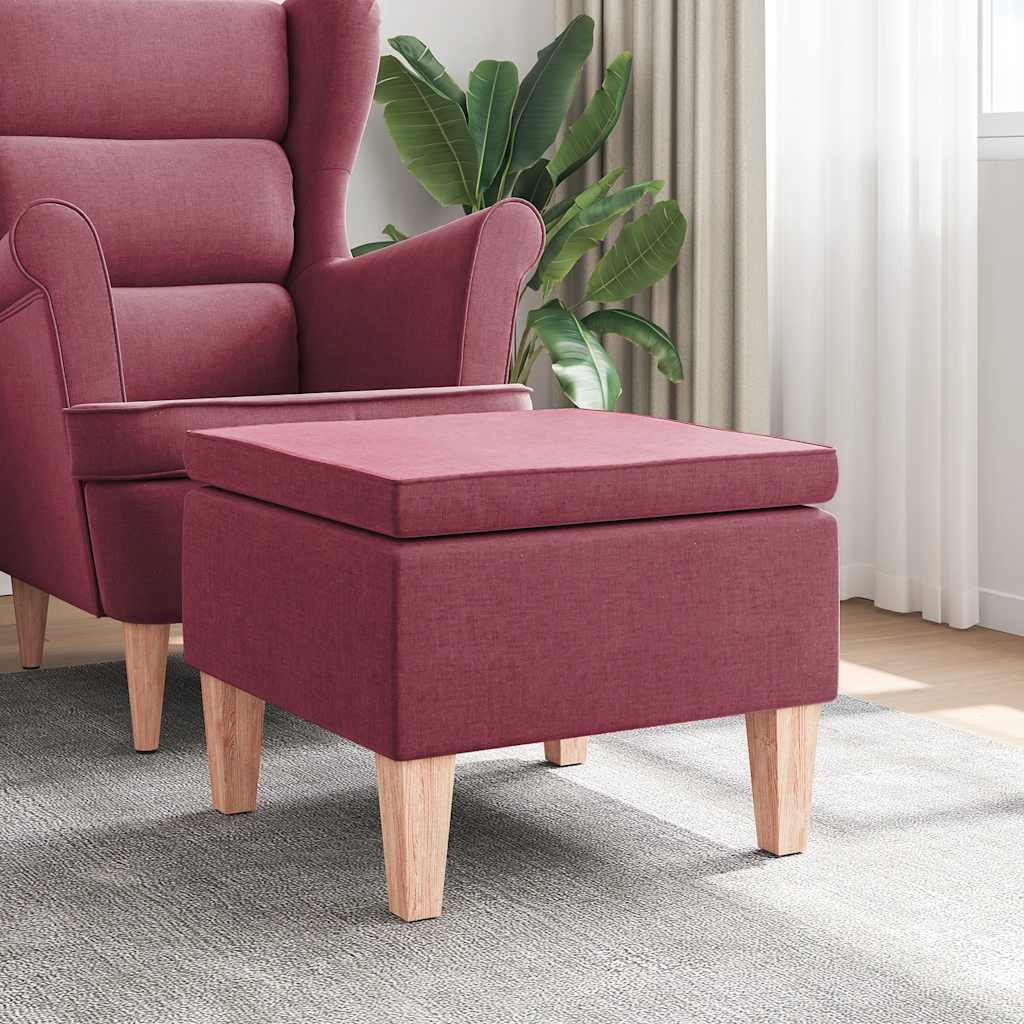 Tabouret avec pieds en bois Rouge bordeaux Tissu - XIOS