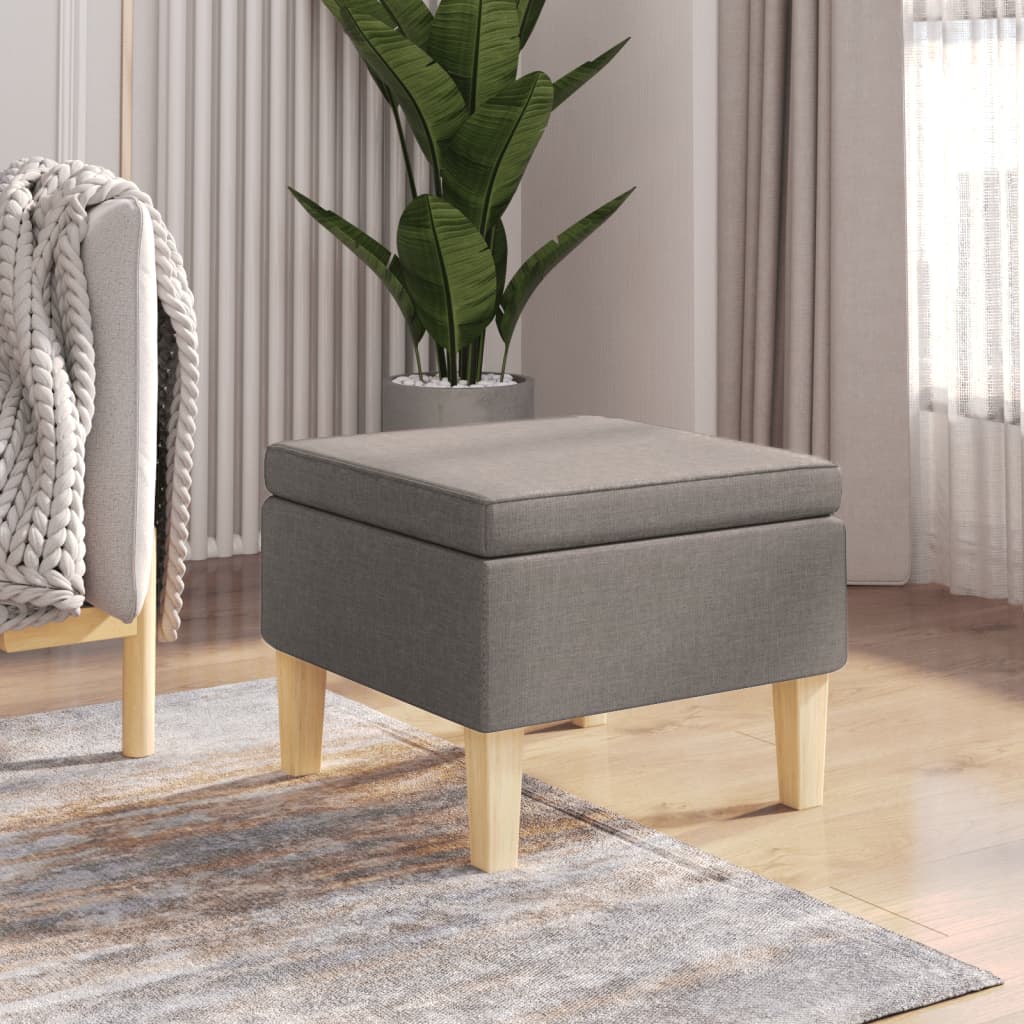 Tabouret avec pieds en bois Taupe Tissu - XIOS
