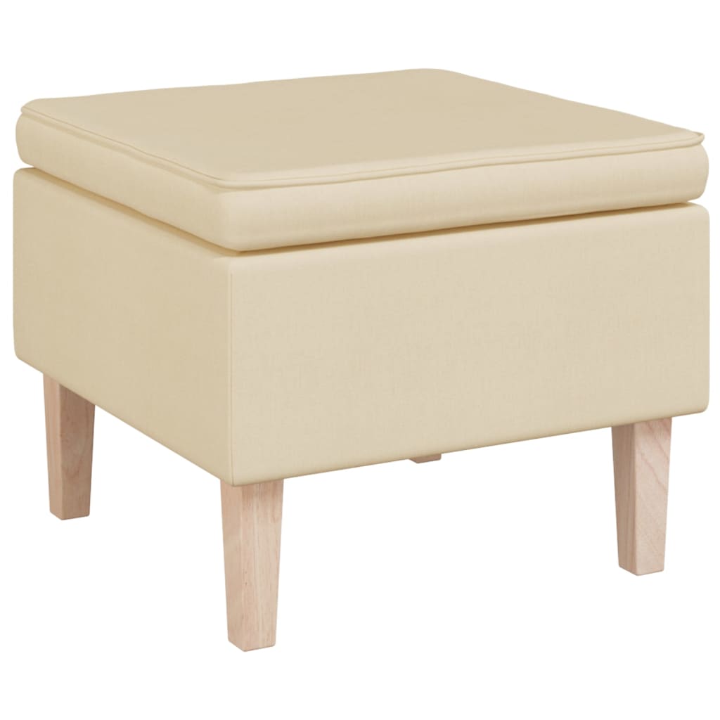 Tabouret avec pieds en bois Crème Tissu - XIOS