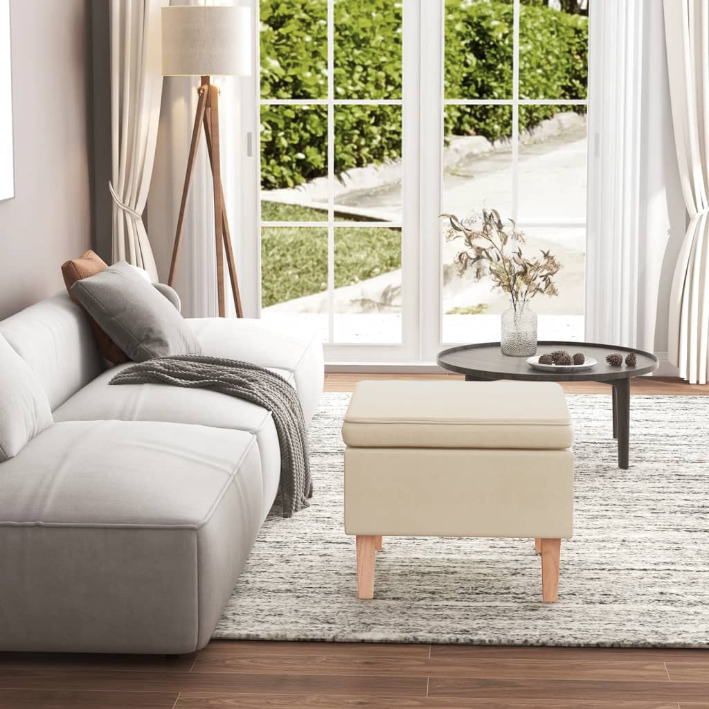 Tabouret avec pieds en bois Crème Tissu - XIOS