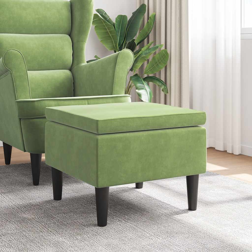 Tabouret avec pieds en bois Vert clair Velours - XIOS