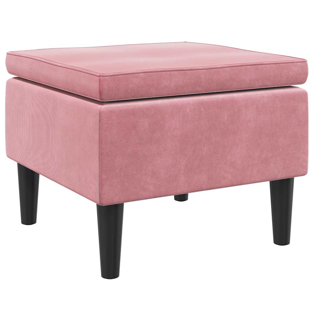 Tabouret avec pieds en bois Rose Velours - XIOS