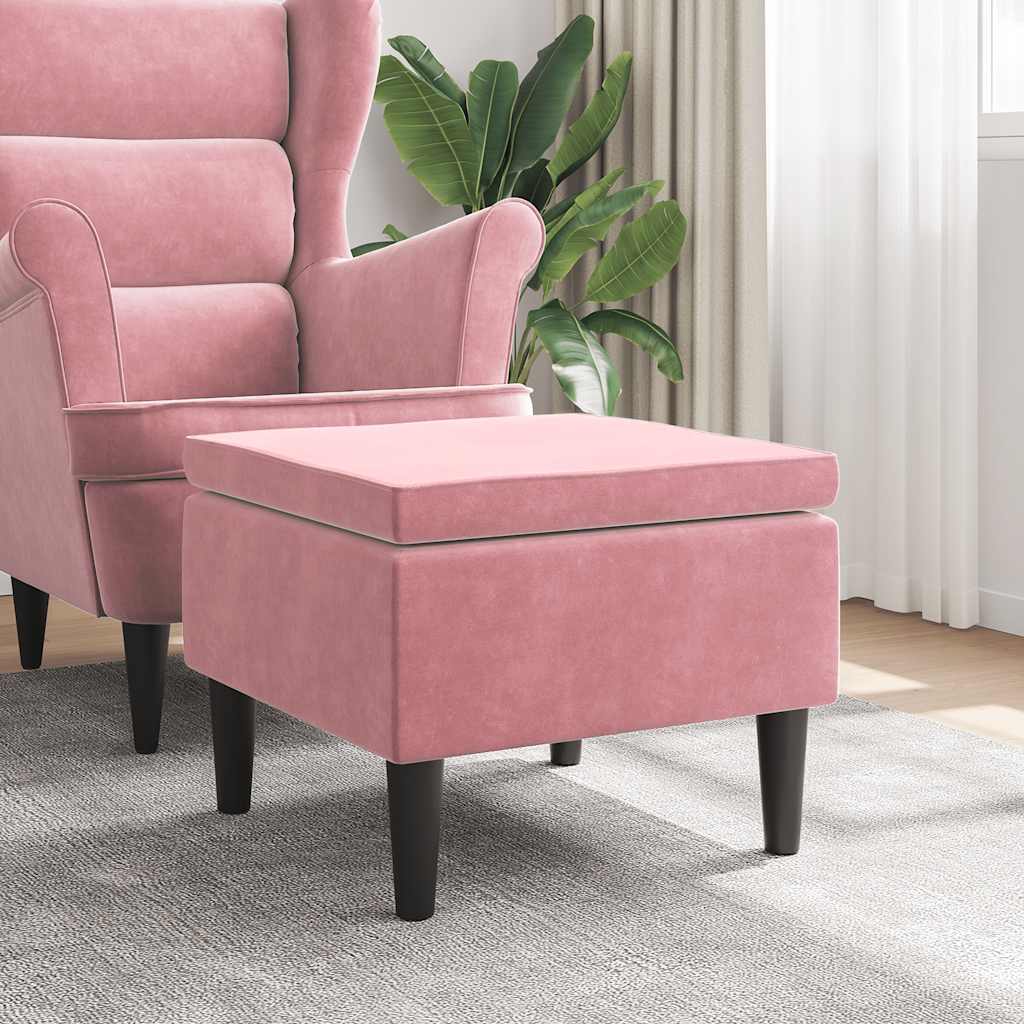 Tabouret avec pieds en bois Rose Velours - XIOS