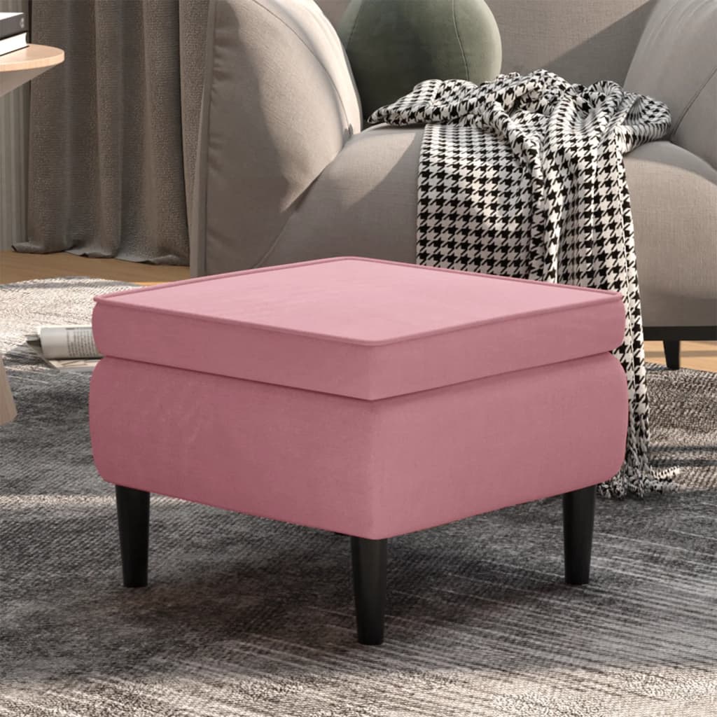 Tabouret avec pieds en bois Rose Velours - XIOS