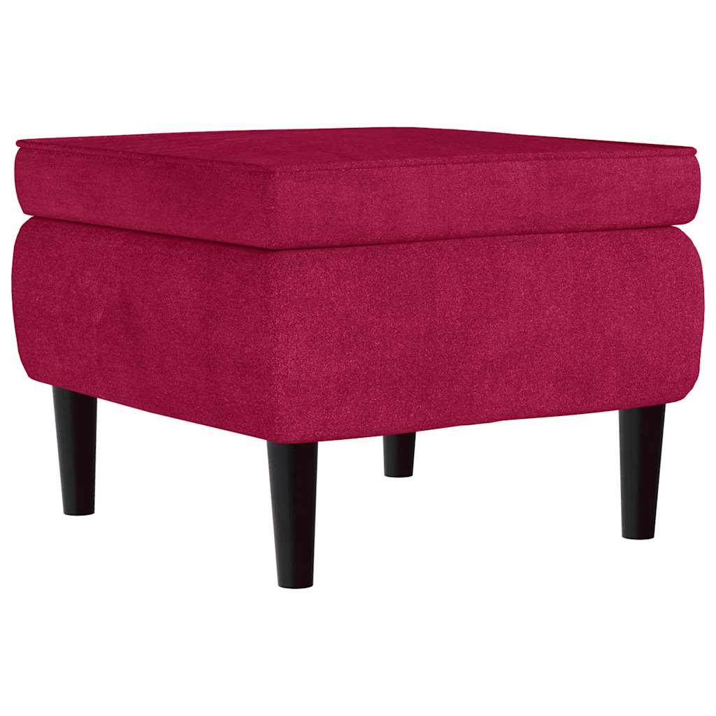Tabouret avec pieds en bois Rouge bordeaux Velours - XIOS
