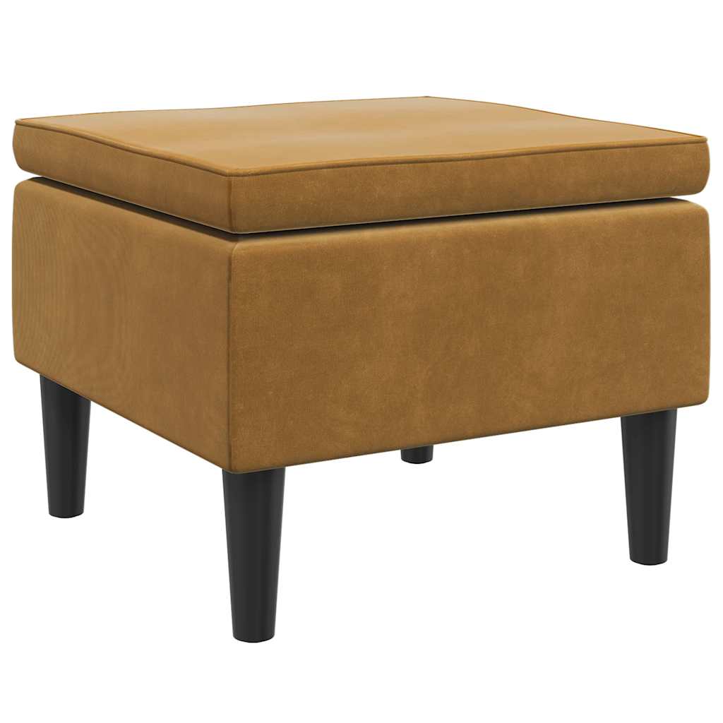 Tabouret avec pieds en bois Marron Velours - XIOS