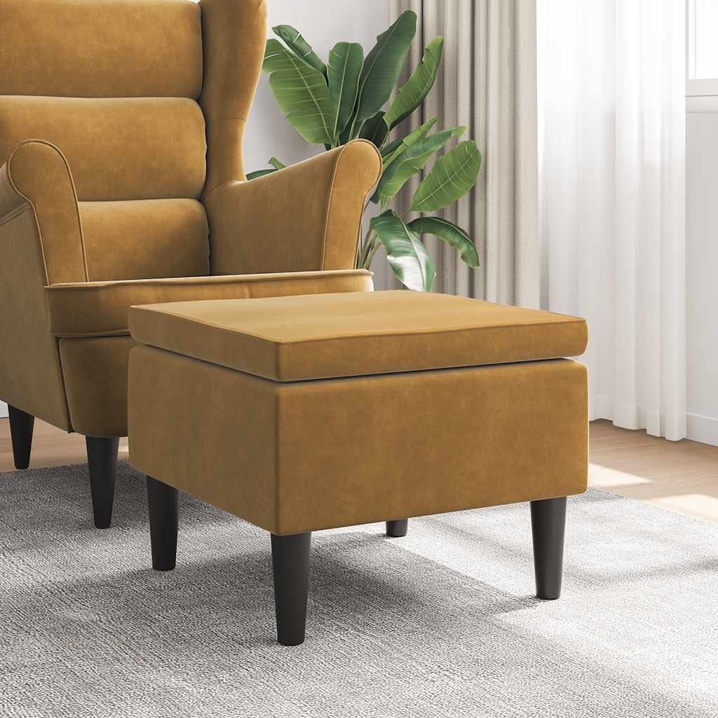 Tabouret avec pieds en bois Marron Velours - XIOS