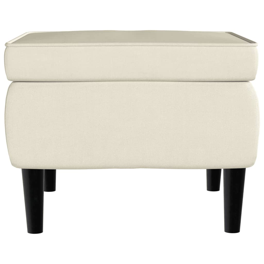 Tabouret avec pieds en bois Crème Velours - XIOS