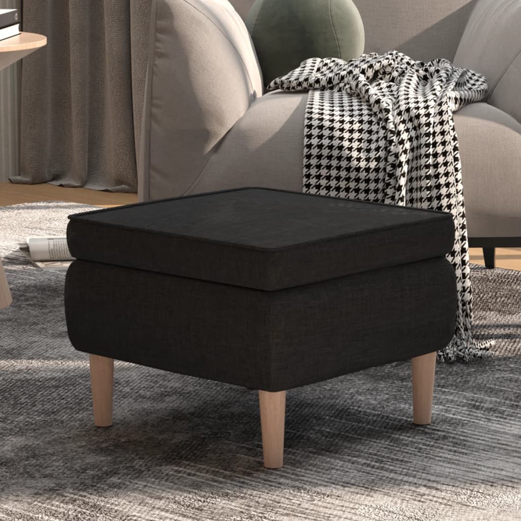 Tabouret avec pieds en bois Noir Tissu - XIOS
