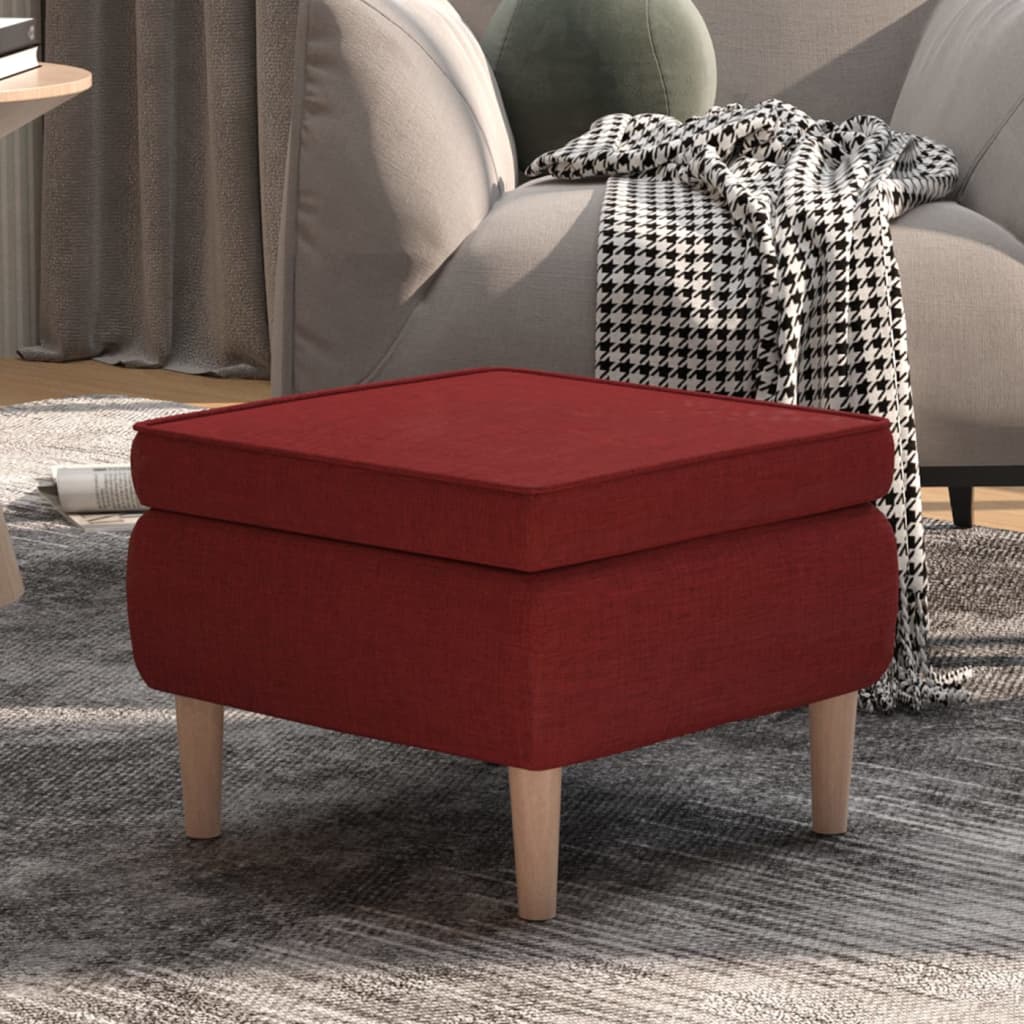 Tabouret avec pieds en bois Rouge bordeaux Tissu - XIOS