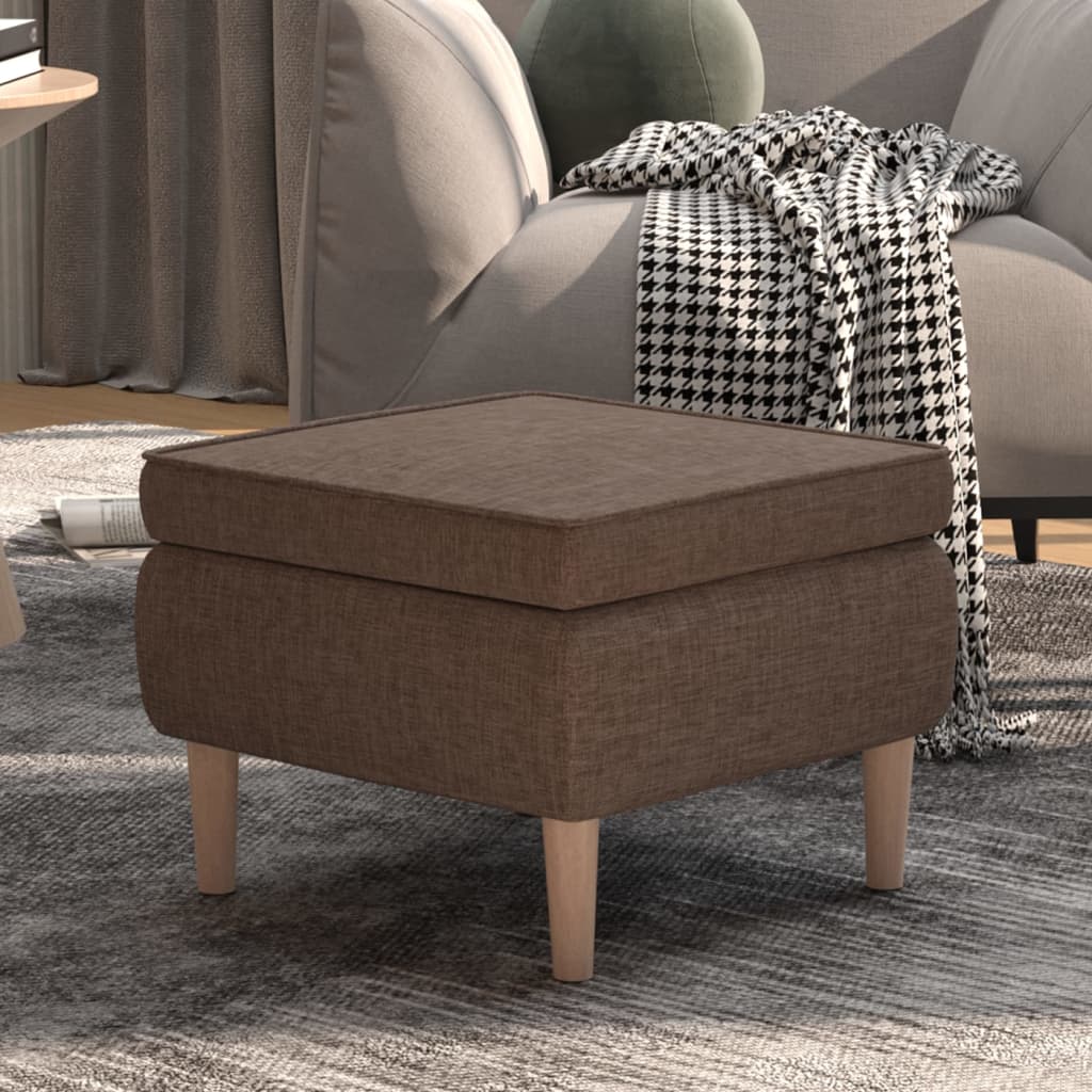 Tabouret avec pieds en bois Taupe Tissu - XIOS