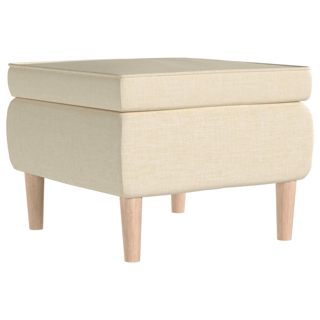 Tabouret avec pieds en bois Crème Tissu - XIOS
