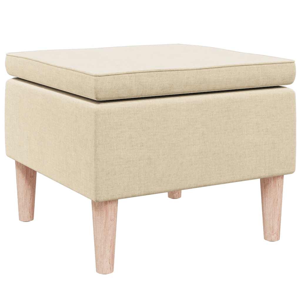 Tabouret avec pieds en bois Crème Tissu - XIOS