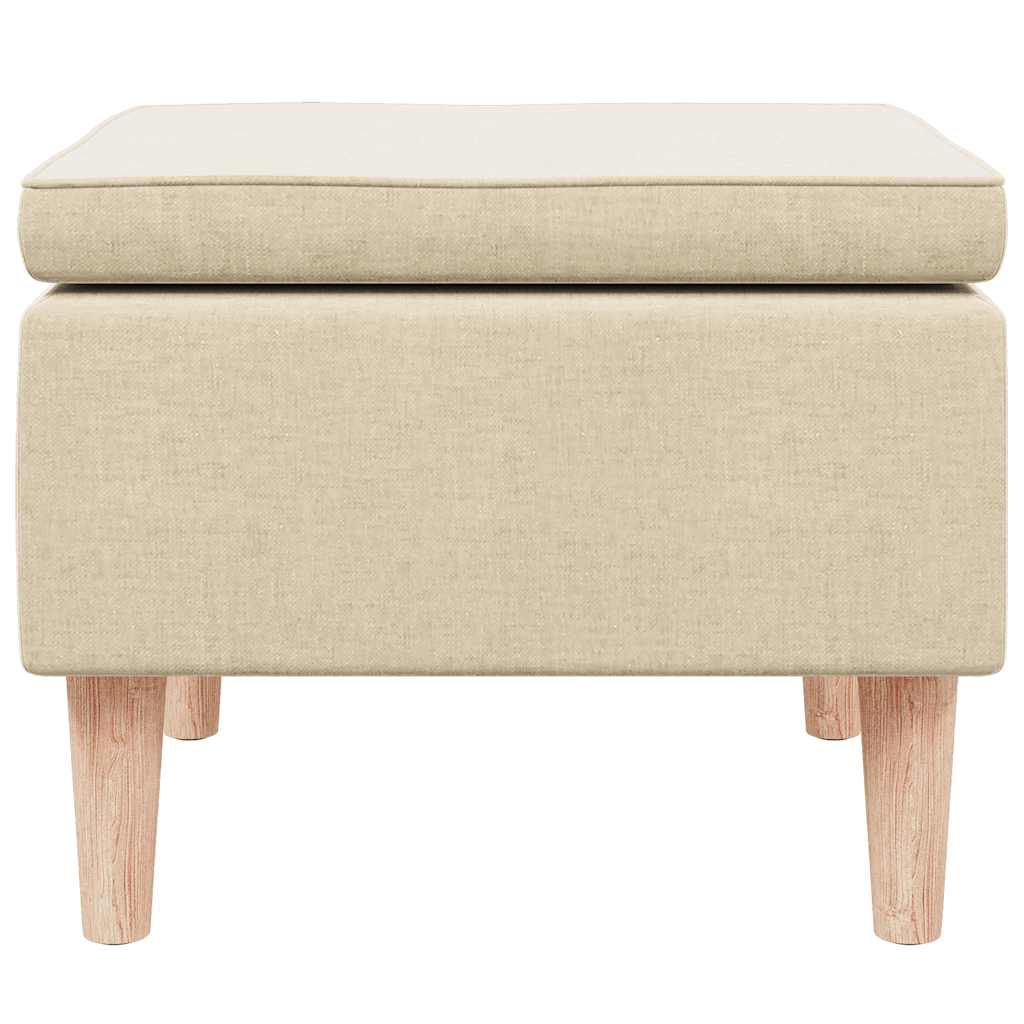 Tabouret avec pieds en bois Crème Tissu - XIOS