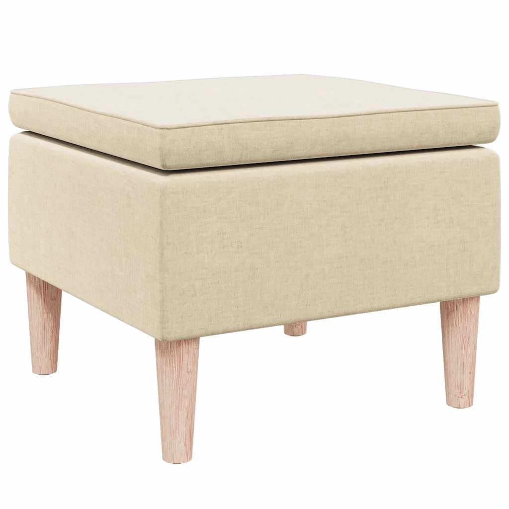 Tabouret avec pieds en bois Crème Tissu - XIOS