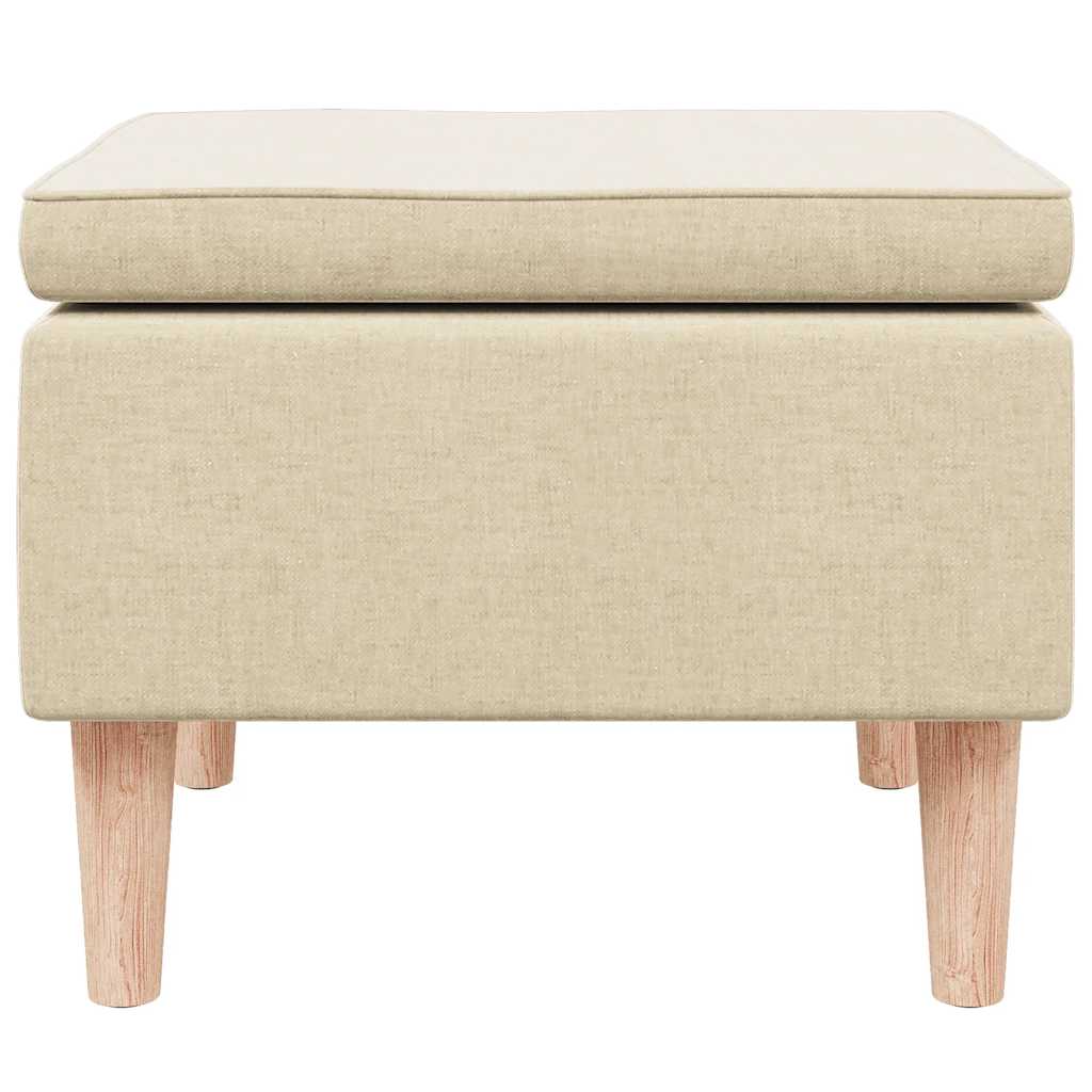 Tabouret avec pieds en bois Crème Tissu - XIOS