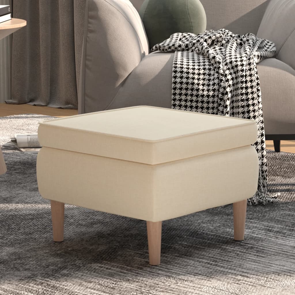 Tabouret avec pieds en bois Crème Tissu - XIOS