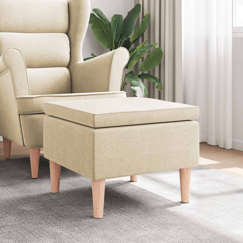 Tabouret avec pieds en bois Crème Tissu - XIOS