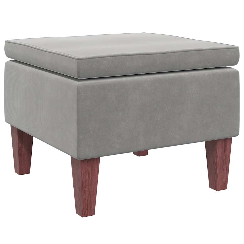 Tabouret avec pieds en bois Gris clair Velours