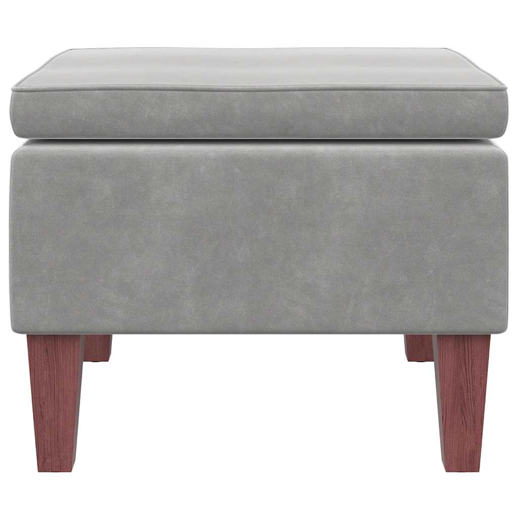 Tabouret avec pieds en bois Gris clair Velours