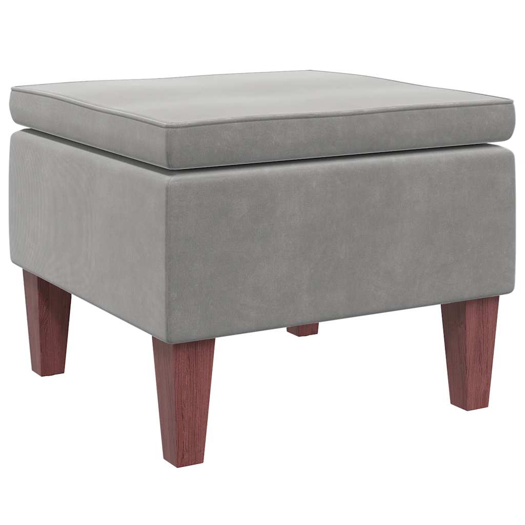 Tabouret avec pieds en bois Gris clair Velours
