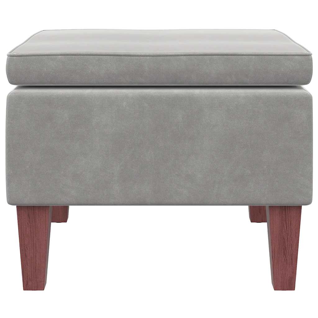 Tabouret avec pieds en bois Gris clair Velours