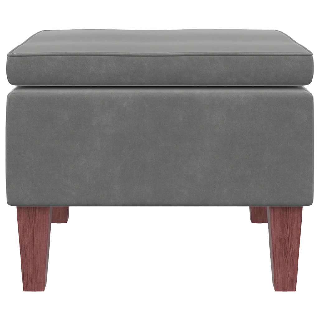 Tabouret avec pieds en bois Gris foncé Velours - XIOS