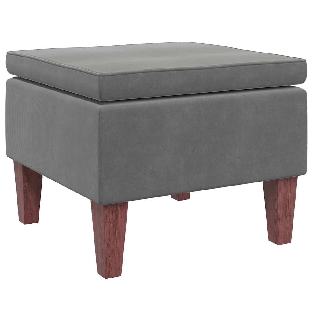 Tabouret avec pieds en bois Gris foncé Velours - XIOS
