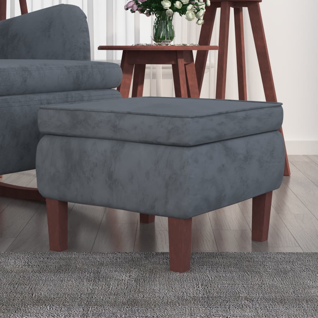 Tabouret avec pieds en bois Gris foncé Velours - XIOS