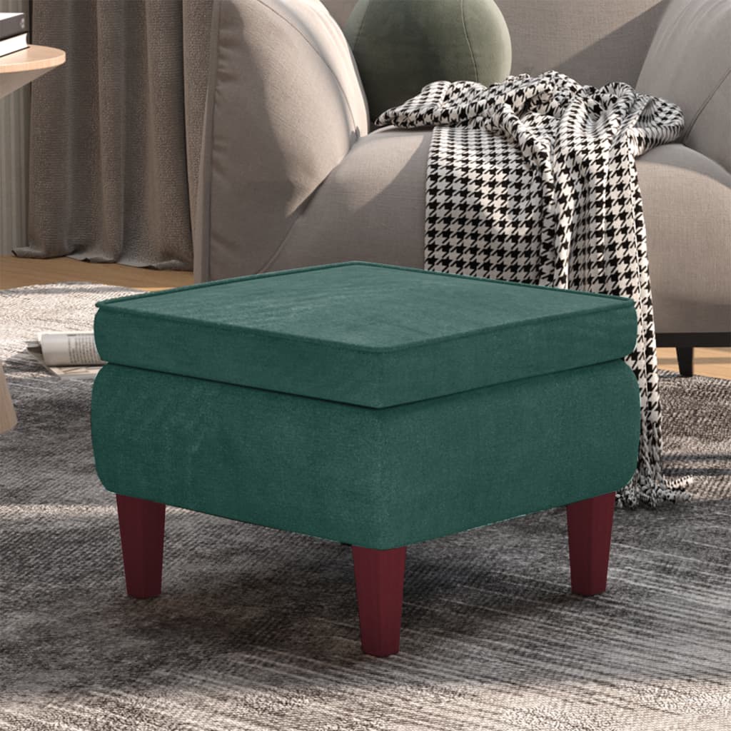 Tabouret avec pieds en bois Vert foncé Velours - XIOS