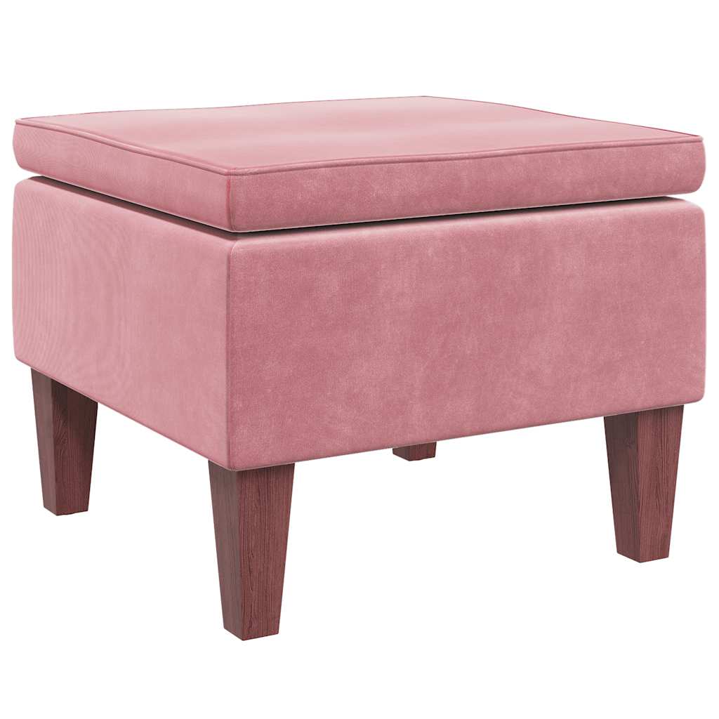 Tabouret avec pieds en bois Rose Velours - XIOS