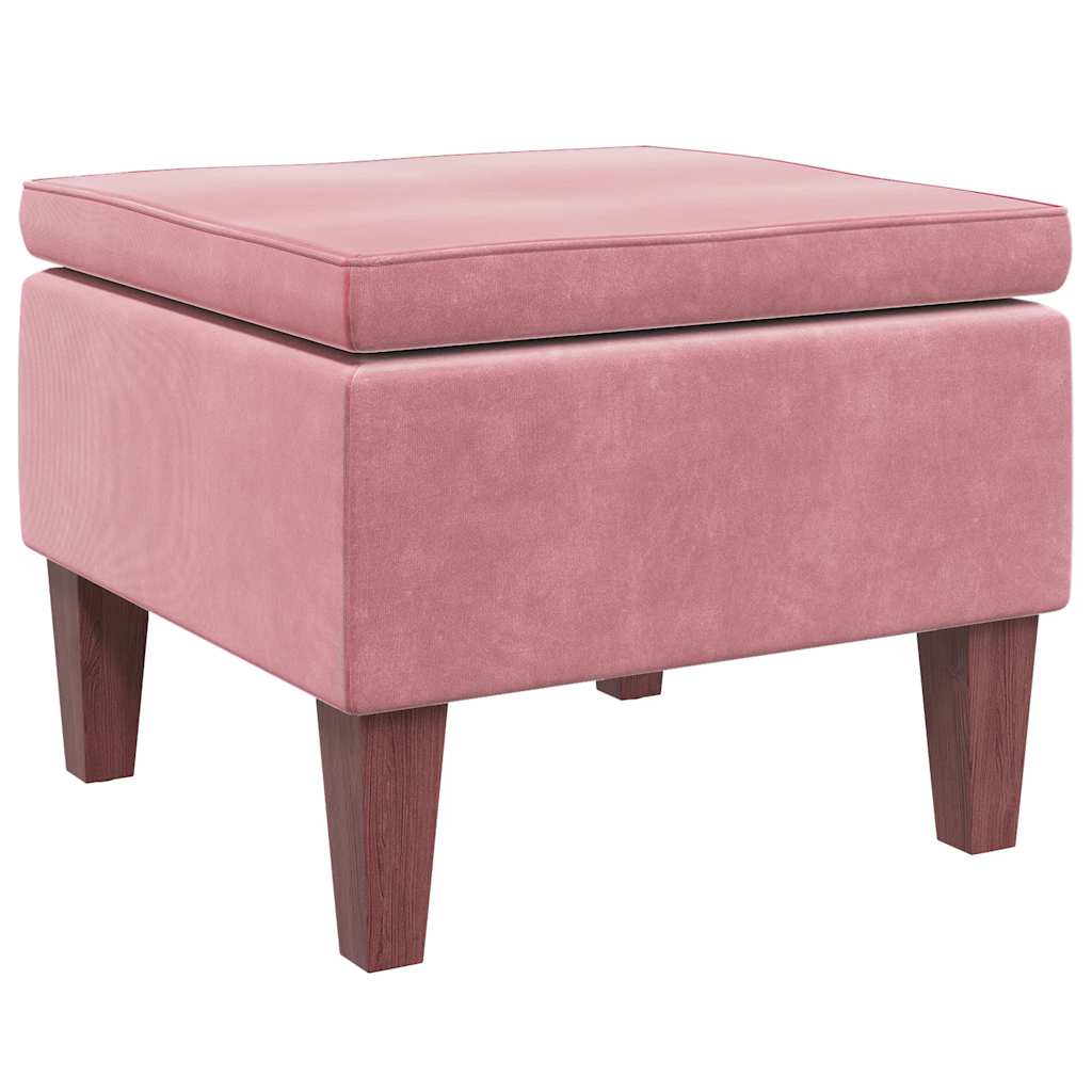 Tabouret avec pieds en bois Rose Velours - XIOS