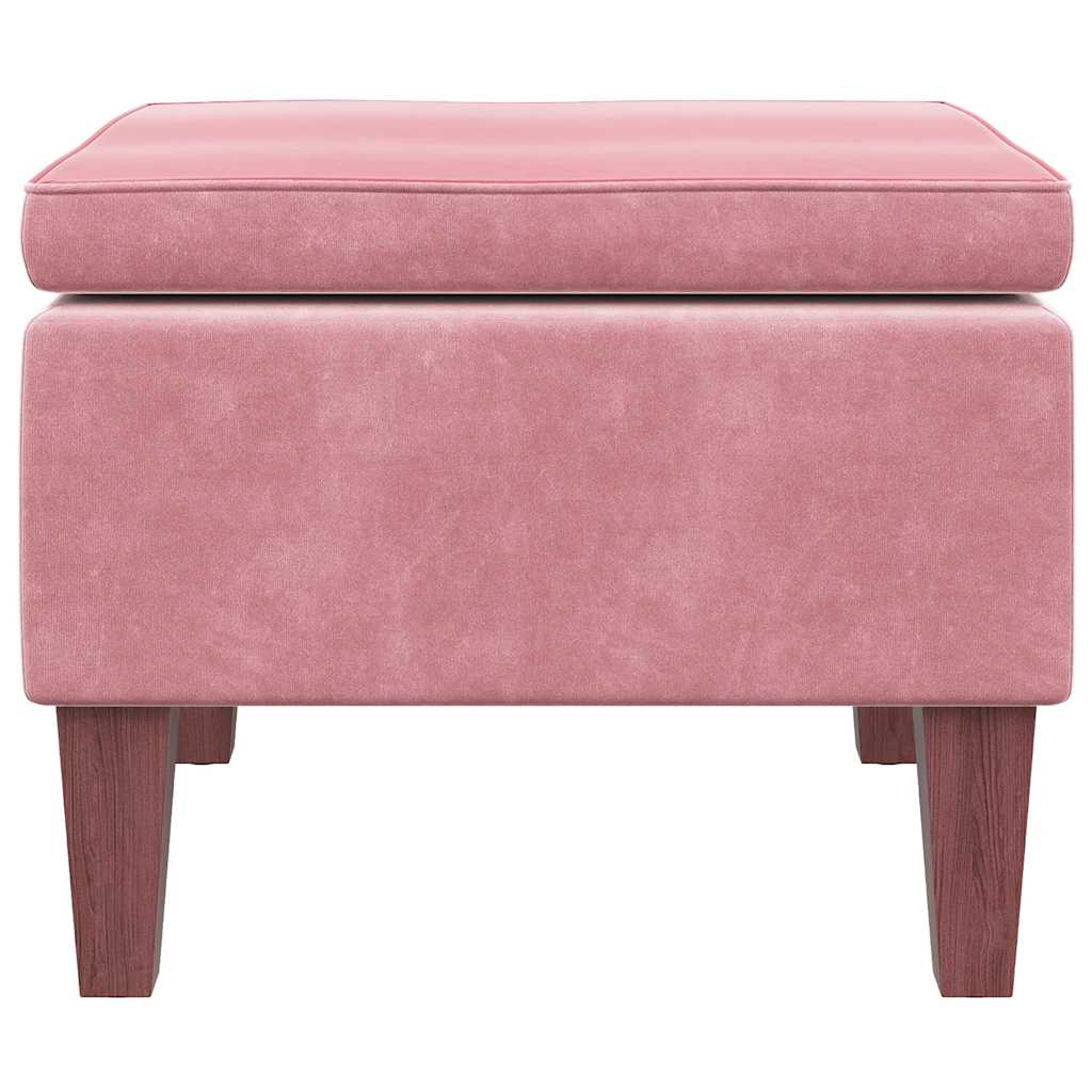 Tabouret avec pieds en bois Rose Velours - XIOS