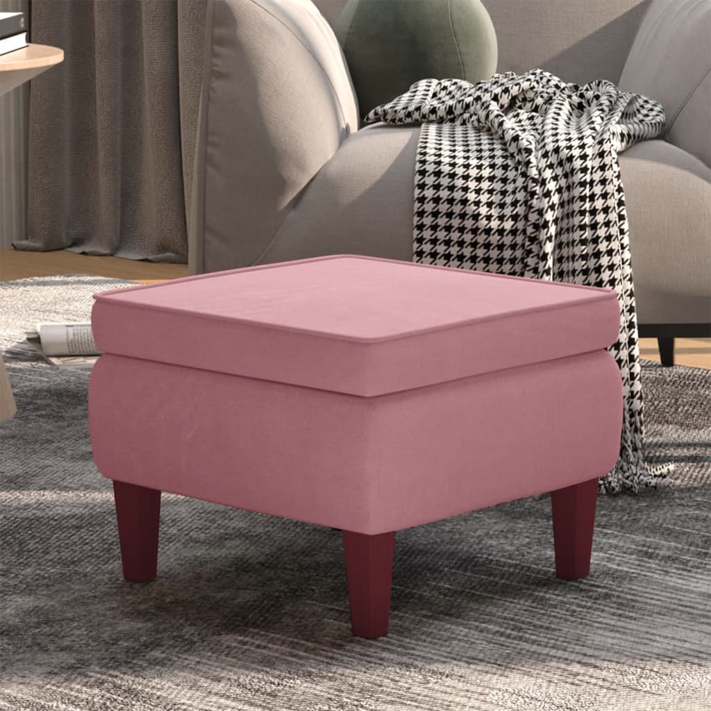 Tabouret avec pieds en bois Rose Velours - XIOS