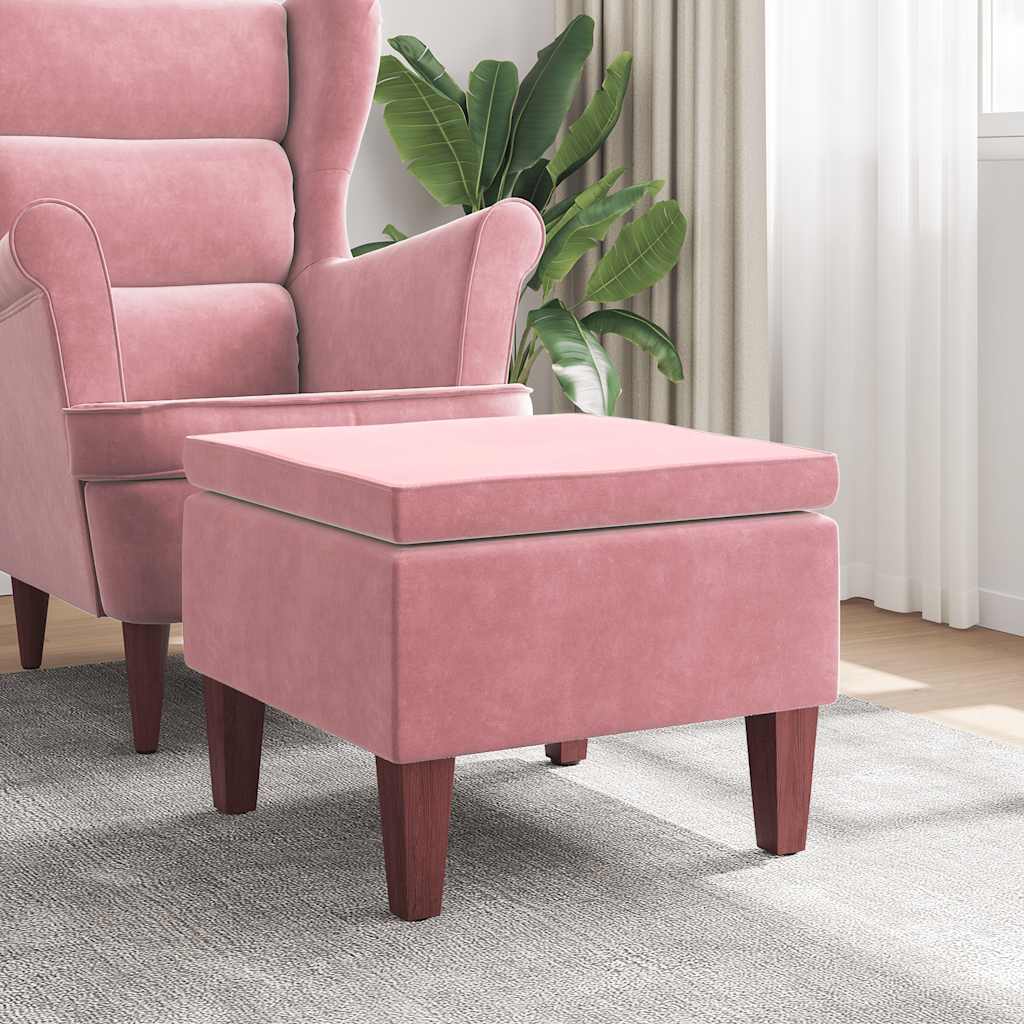 Tabouret avec pieds en bois Rose Velours - XIOS