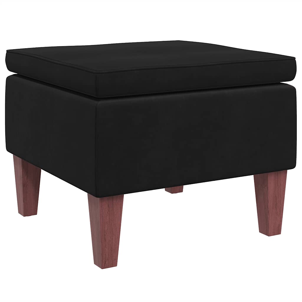 Tabouret avec pieds en bois Noir Velours - XIOS