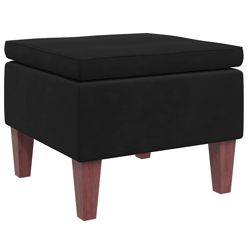 Tabouret avec pieds en bois Noir Velours - XIOS